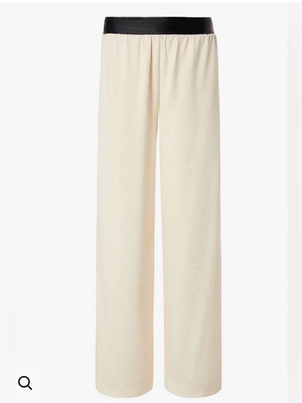 WeWoreWhat Cream Wide-Leg Lounge Pants with Black Waistband